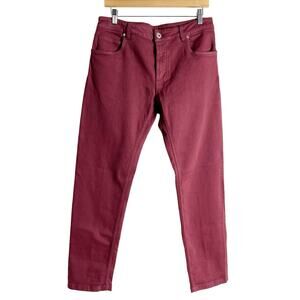 Eleventy Men’s Red Slim Fit 5-Pocket Pants Size 33